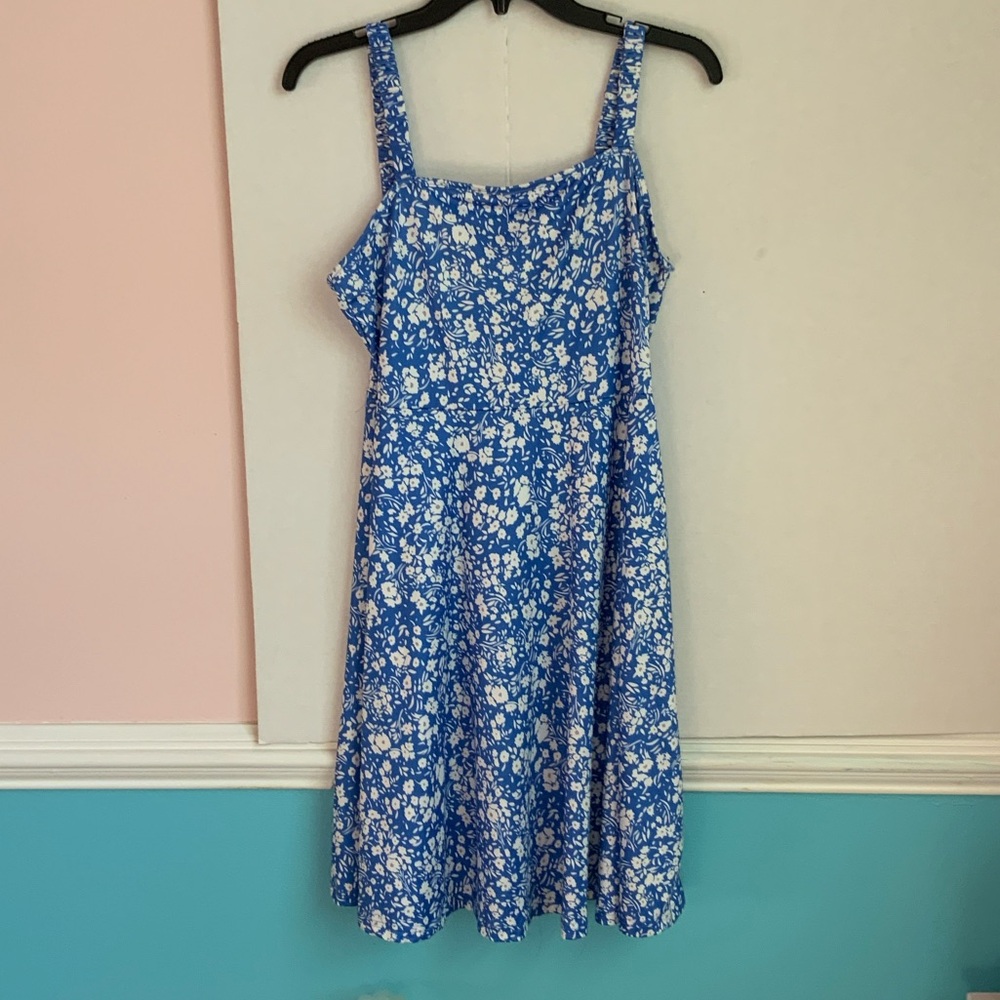Blue Floral Midi Dress